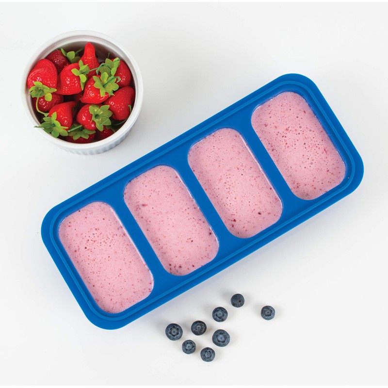 HIC Kitchen Prep-N-Freeze Portion Tray with Lid, Collapsible European-Grade Silicone,