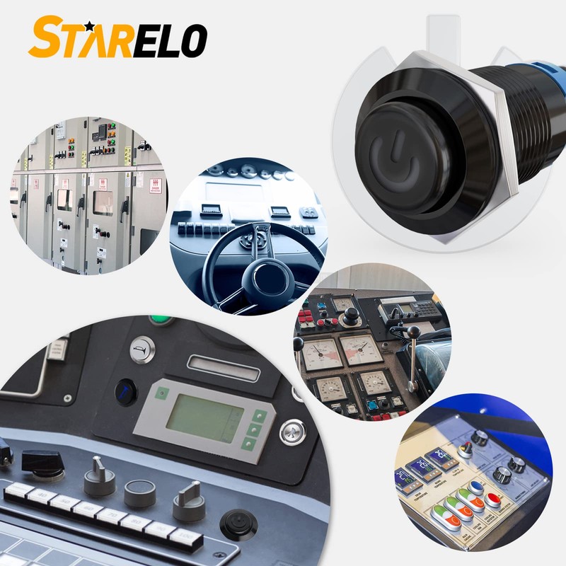 STARELO 5PCS 12mm Latching LED Push Button Switch Mini Round