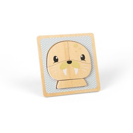 Bigjigs Toys Seal Chunky Puzzle - 4 Piece Wooden Animal Jigsaw with Tray, Fun Educational Shape Puzzles, Baby & Toddler Montessori Toy, Sustainably Made Gifts For 10 Month Old +