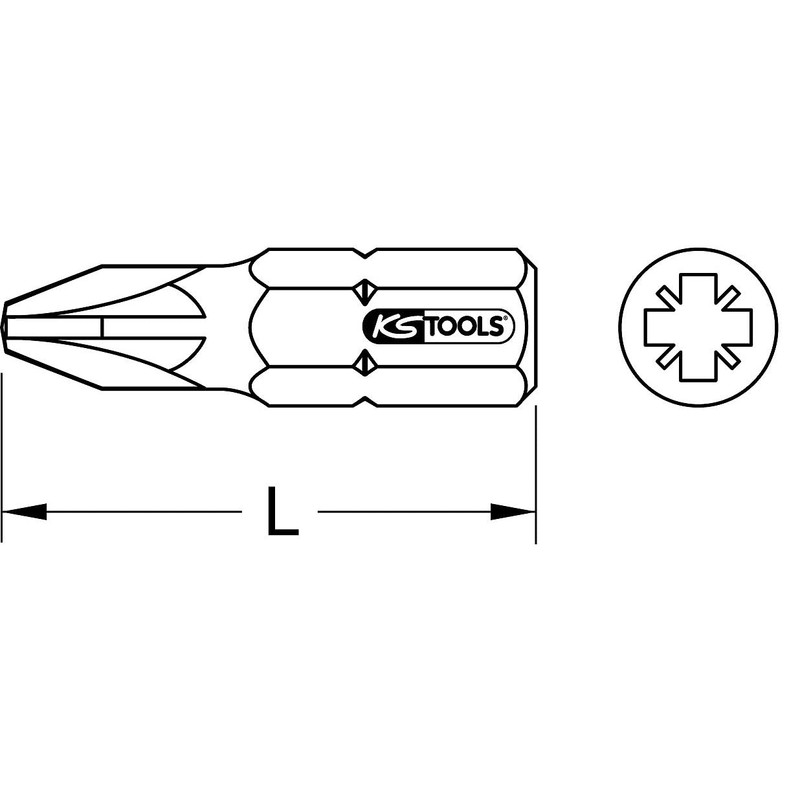 'KS Tools 9183216 Torsion Power Bit, 25 mm, PZ3 Length