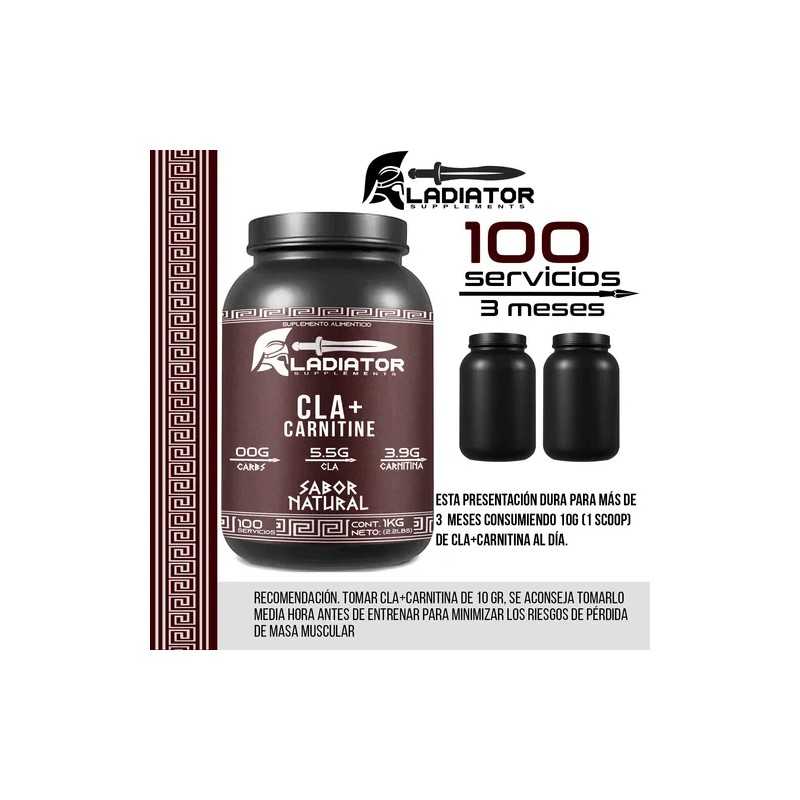 Gladiator Cla Carnitina 1kg 100 Servicios Sabores