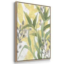 Renditions Gallery Canvas Nature 3 Piece Wall Art Modern Decorations Paintings Green Sea Grass Fresco Natural Floater Frame Artwork Wall Hanging for Bedroom Office Kitchen - 16"x24"x3panels LT548