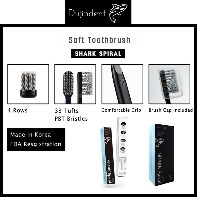 DUJINDENT Toothbrush [Made in Korea] Shark Spiral Extra Soft Toothbrush