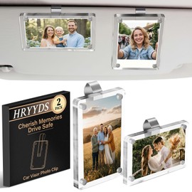 2 Pack Car Picture Holder, Acrylic Magnetic Car Visor Photo Clip – Clear, Stable, Easy to Use, for Family Photos, Pet Pictures & More – Great Gift for Drivers