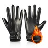 RoserRose Men's Winter Gloves, PU Leather Gloves, Warm Cashmere Lining, Windproof Touchscreen Function for Winter Outdoor Activities, black