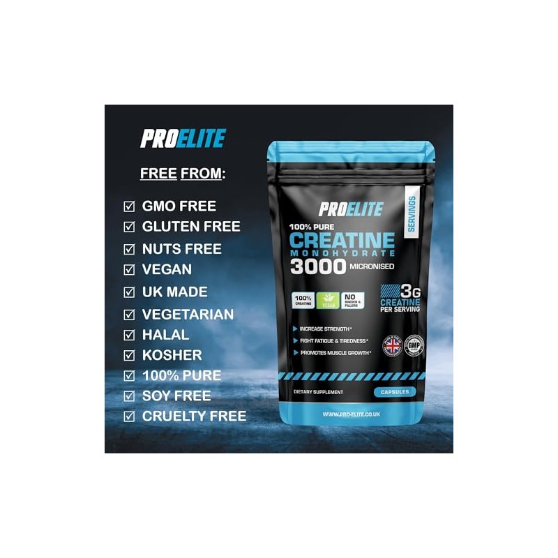 Creatine Capsules x 360 Vegan 3000mg of Unflavoured Creatine Monohydrate