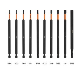 Hex Bit Set - Railer 6 Inch Impact Driver 10pc SAE Hex Bit Set With A Storage Magnetizer Bit Holder & Carabiner. Premium S2 Steel, Ideal For Furniture Screws (Orange)