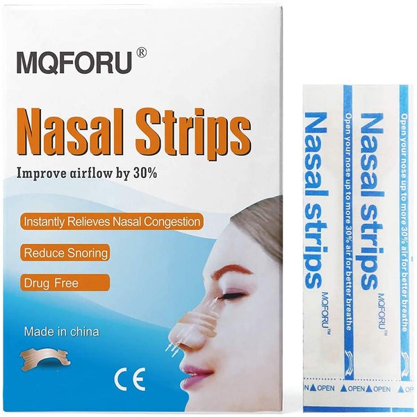 MQFORU Nasal Strips, 100 Counts Snore Strips Medium, Improved Breathing, Reduce Snoring, Drug Free Stop Snoring Aids for Men & Women Congestion Sport