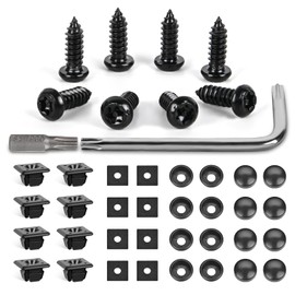 GOOACC 8 Sets Anti-Theft Stainless Steel License Plate Screw Kit with Anti-Rust Stainless Steel Mounting Hardware and Nylon Fastener Nuts for Securing License Plates Frames on Cars, Trucks, SUVs