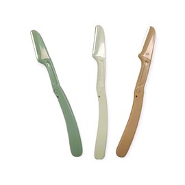 3 pcs set de Perfilador de ceja para vello facial y corporal, abatible de hoja dentada, cuchilla intercambiable de acero inoxidable, unisex.