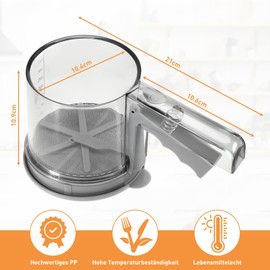 Dajidafu Powdered Sugar Shaker, Powdered Sugar Mill, Flour Sieve, Stainless Steel Flour Shaker, Dusting Sugar Shaker, Flour Sieve, One-Handed Powder, Dusting Sugar Mill for Flour, Almond Powder and