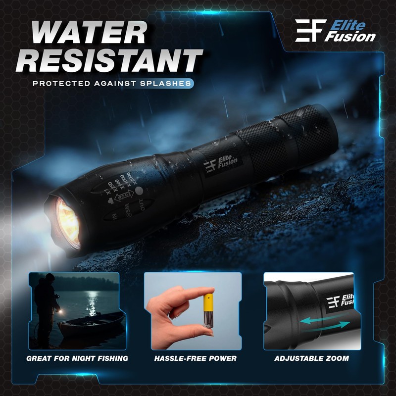 Elite Fusion Compact LED Flashlight 2-Pack, Bright Everyday Light for