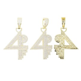 ATJMLADY 4PF For Pocket Full Pendant Necklace for Hip Hop Men Iced Out Bling Micro Paved Rectangle Round 5A CZ Rock Punk Style Jewelry (gold)