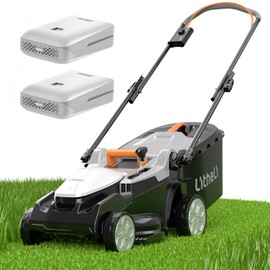Litheli 16 Inch Lawn Mower 20V Electric Mowers for Garden Yards, Lightweight Cordless Lawnmower with 6-Position Height Adjustment, 2 x 4.0Ah Battery Include