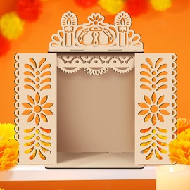 DoubleFill Dia De Los Muertos Decoration Dia De Los Muertos Ofrenda Shadow Box Wooden Day of The Dead Altar Shrine Box Remembrance Picture Frame for Altar Ofrenda Supplies (1,Stylish Style)