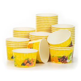 50x ice Cream Cup, Cardboard ice Cream Cup, Fruit Cup with a Filling Capacity of 260 ml for 2 Scoops of ice Cream