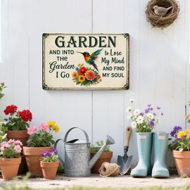 Gardening Gifts Vintage Gardening Signs Into The Garden To Lose My Mind Tin Sign for Home Garden Greenhouse Living Room Bedroom Yard Cottage Outdoor Decor 8X12 Inch