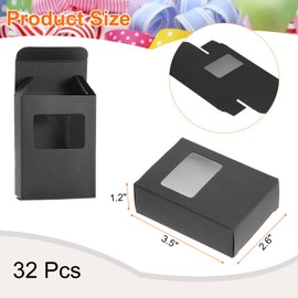uxcell 32Pcs Soap Packaging Boxes 2.6x3.5x1.2 Inch Kraft Soap Box with Window Mini Soap Present Treat Gift Box for Bakery Candy Packaging Jewelry Display (Rectangle, Black)