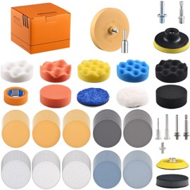 Tshya 3 Inch Drill Polishing Kit Buffer Grinding Attachment Car Head Light Restore Pads with Eraser Wheel Waterproof Sanding Discs Included 240-5000# Total 122 Pack