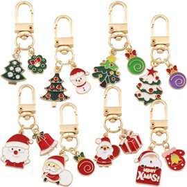 HGSHUO Christmas key ring, Christmas tree, Santa Claus key ring, Christmas decoration, key ring, lucky charm, Christmas decoration, gift, red