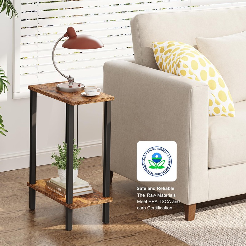TUTOTAK Small Side Table, Narrow End Table, Set of 2,