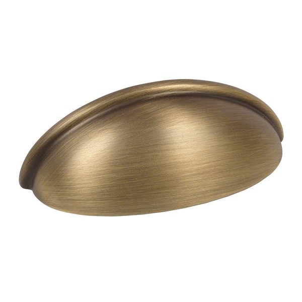 Cosmas 10 Pack 783BAB Brushed Antique Brass Cabinet Hardware Bin Cup Drawer Cup Pull - 3" Inch (76mm) Hole Centers