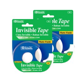 BAZIC InvisibleTape w/Dispenser 3/4" X 1296", Matte Finish Stationery Tapes Rolls, for Arts Craft Photo Gift Wrapping, 2-Pack