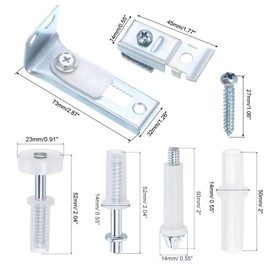 sourcing map Bifold Door Fitting Repair Kit, 2-Pack Bi-fold Sliding Door Replacement Kit Including Top and Bottom Bracket, 3/8" Pivot Point, 7/8" Guide Wheels, for Folding Door, Barn Door