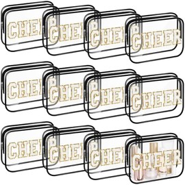 Kacctyen 12 Pack Cheer Clear Makeup Bags, Black, Travel Cosmetic Pouches