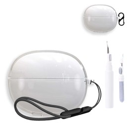 for Baseus Bass BC1 Case Cover,NOUKAJU Earphone Protective Case (with Carabiner + Lanyard + Cleaning Pen) Drop-Proof,Scratch-Proof,Protective Cover for Baseus BC1 Earbuds(Clear)