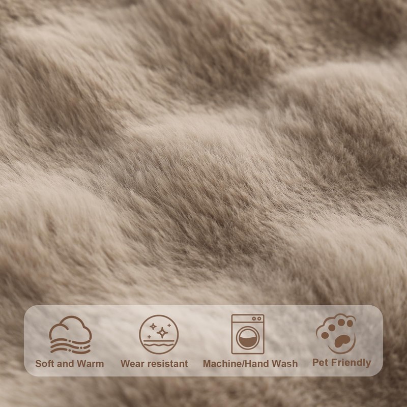 Aucrovee Soft Plush Faux Fur Couch Cover, Thick Warm Fuzzy