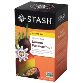Stash Tea Mango Passionfruit Herbal Tea, 20 Count Box of Tea Bags Individually Wrapped in Foil, Sweet Fruity Caffeine Free Herbal Tisane, Drink Hot or Iced