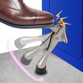 One Touch Kickdown Door Stopper, Door Holder, Heavy Duty Door Stops, Bottom of Door, Height-Adjustable Rubber Tips by HASHI (Antique Bronze 4 inch x 1pack)