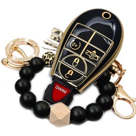 RFSRZ for Dodge Key Fob Cover Soft Full Protection Key Shell Case for Dodge Ram 1500 2500 3500 2009-2012 Journey Challenger Chrysler Town and Country Jeep Grand Cherokee (5A-Black)