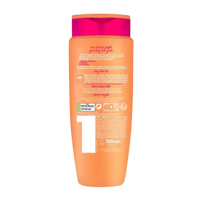 Elvive Haircare L'Oreal Dream Lengths Long Hair Shampoo, 700 ml
