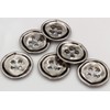 Pack of 6 Shiny Silver 4 Hole Metal Buttons with