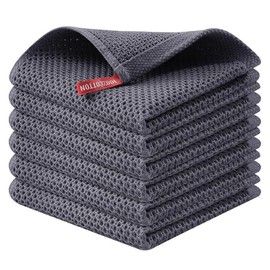 Janety Trapos De Cocina De Algodón 12×12 Pulgadas, Juego De 6 Toallas Absorbentes Y De Secado Rápido para Limpieza Y Cocina (Gris Oscuro)