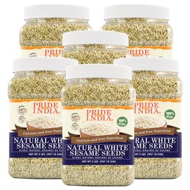 Pride Of India Pride Of India - PACK of 6 - White Sesame Seeds Unhulled - Calcium & Iron Superfood, 2 lbs Jar