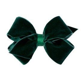 Wee Ones Girls' Classic Velvet Hair Bow on a WeeStay No-Slip Hair Clip, Satin Lining, For All Hair Types, Small, Forest Green