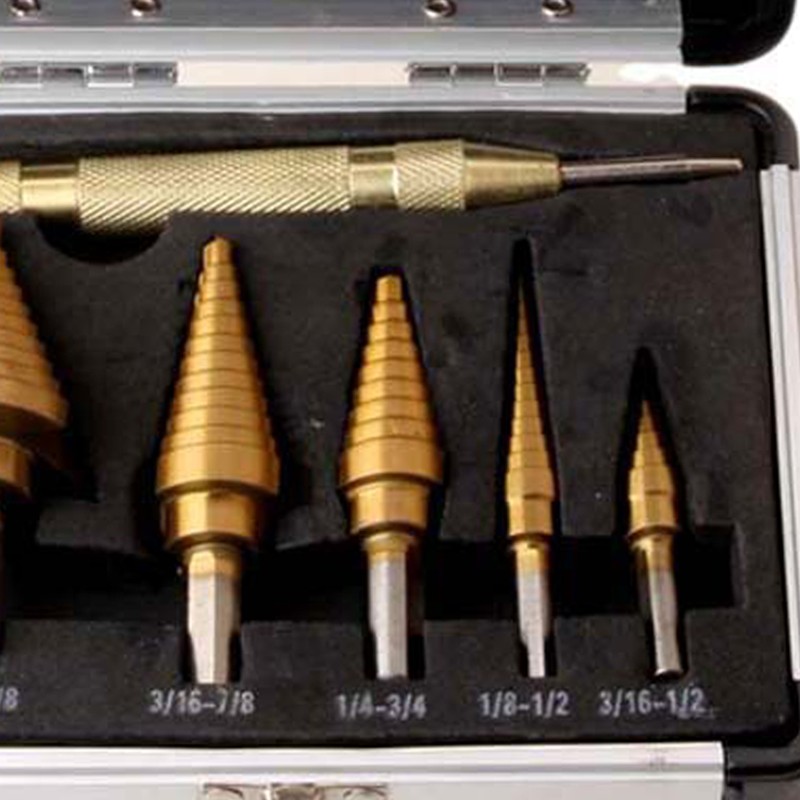 5Pcs Step Drill Bit HSS Ti Coated Triangular Shank Power