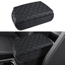 INTGET Center Console Cover for VW Volkswagen Tiguan Accessories 2019 2020 2021 2022 2023 2024&Taos 2022-2023 2024 Car Armrest Cover Middle Seat Box Cover Elbow for Car (Black with Cushion)