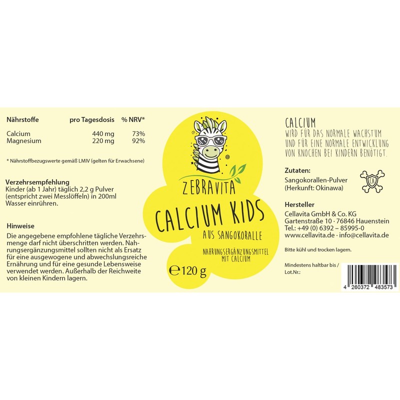 Cellavita Calcium Kids (Natural Calcium Supplier) Calcium for Children 120G