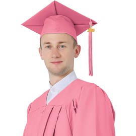 GraduatePro Matte Graduation Cap 2025 Adults with Tassel High School Bachelor Master Doctoral Pink