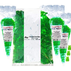 Albanese Gummi Bears-Green Gummy-Apple-Bulk-5lb Bag Plus (3) Green Apple Gummy Bears Gourmet Kruise Gift Bags 11 OZ 4 Bags (2) Item Bundle