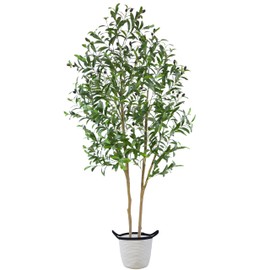 Lovaplants Artificial Olive Tree 6ft, Faux Plant with Basket, Fake Olive Silk Floor Trees, Lifelike Potted Plants for Home Office Living Room Garden Decor Indoor