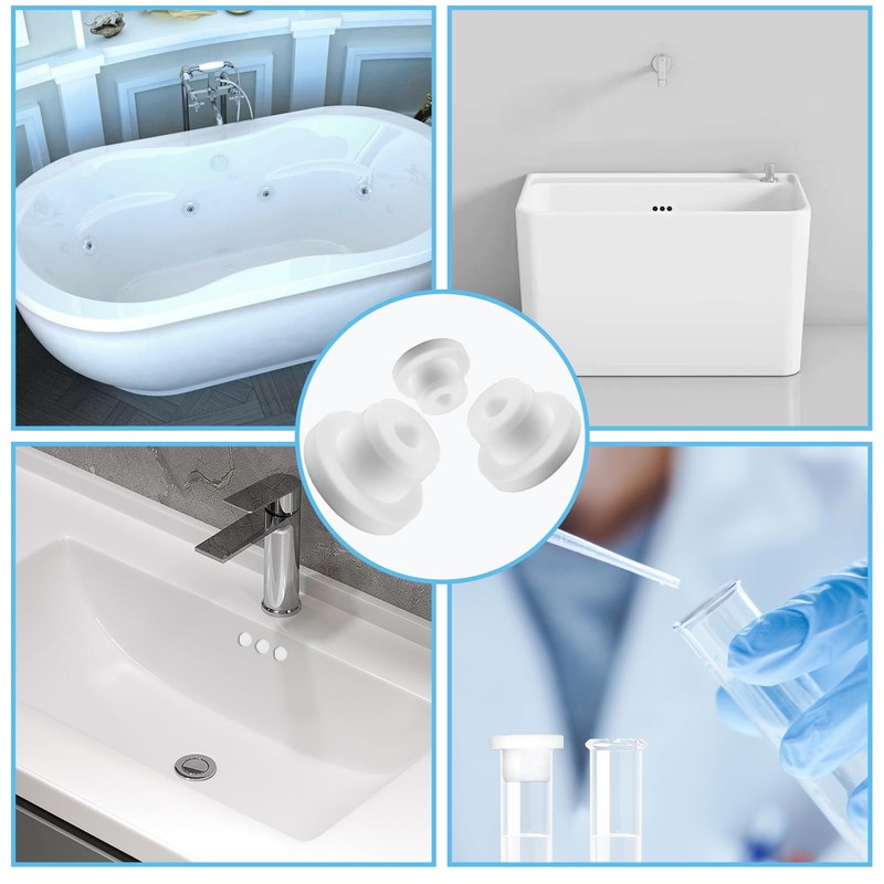 24 PCS Bathtub Jet Covers Silicone Hole Plug White Tube