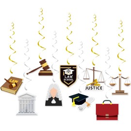 9 Pcs Law School Graduation Hanging Swirls Streamers,Congrats Lawyer Graduation Foil Ceiling Spiral Garland Party Hanging Swirl Decorations for College Congrats Grad Party Supplies