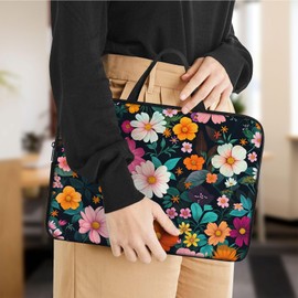 Laptop Sleeve Bag with Handle Computer Protective Soft Cover Case for 14 Inch 13 Inch Laptop,Colored Daisies