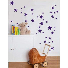 Vinyl Star Wall Stickers 64 Various Sizes (Violet)