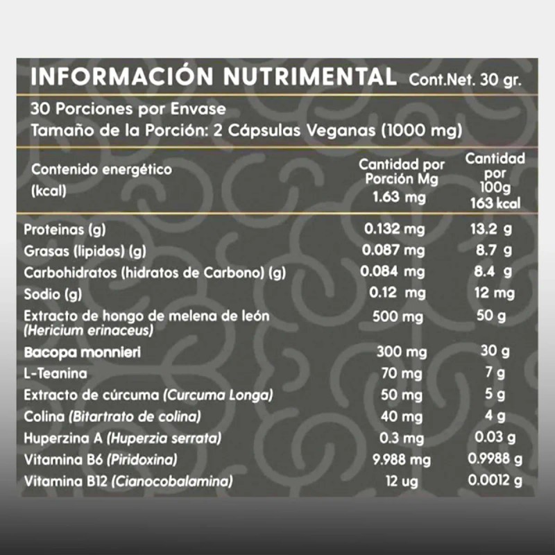 Homodeus Platinum Nootrópico Mejorado Suplemento Natural Hongo Melena León Bacopa